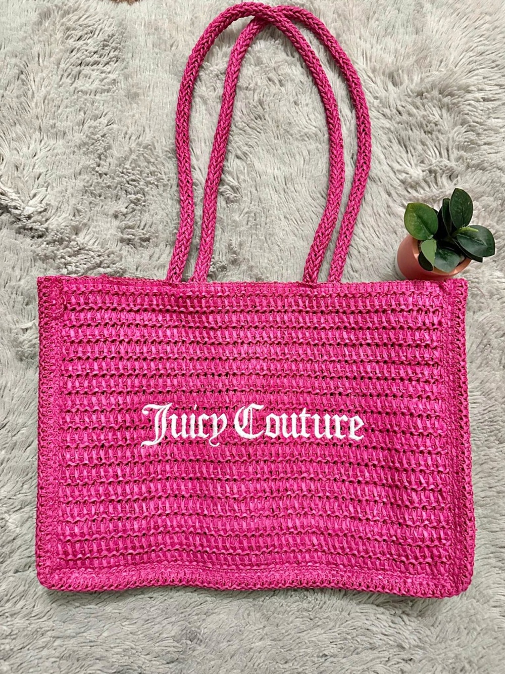 Juicy Couture Hot Pink Woven Tote with Logo